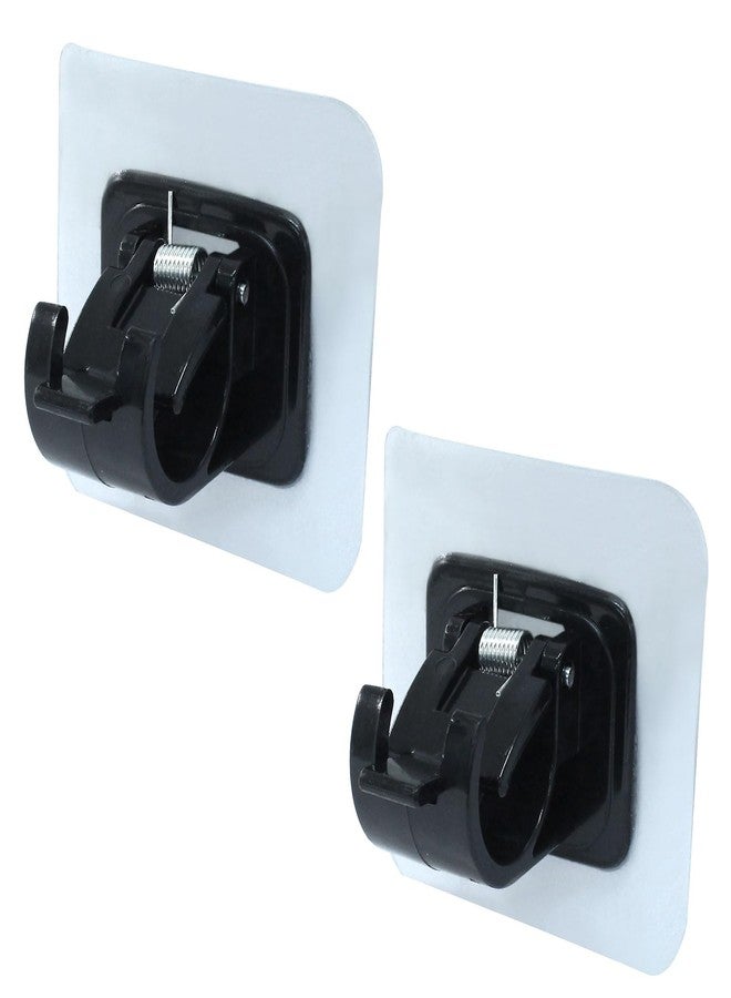 verkelly 2 Pcs Self Adhesive Curtain Rod Bracket, 2.36" x 2.36" No Drill Curtain Rod Holder Hangers Self Adhesive Wall Hooks(Black) - Image 1